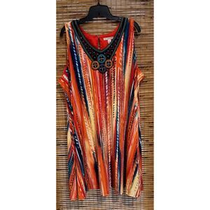 CB Established 1962, Woman 22, Sleeveless Swing Dress, Rainbow, Multicolor, Plus